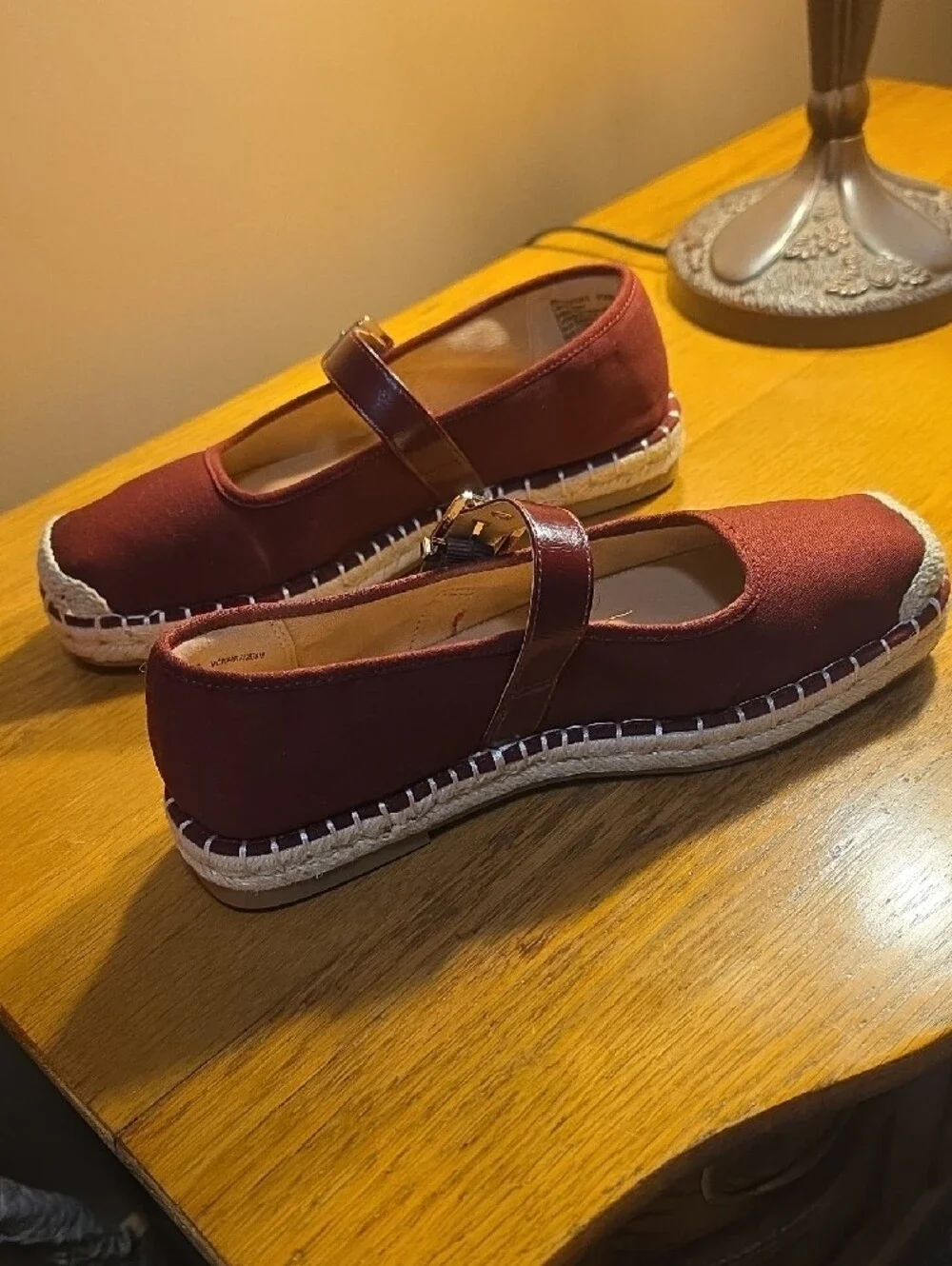 Time and Tru Burgundy Mary Jane Espadrille Flats